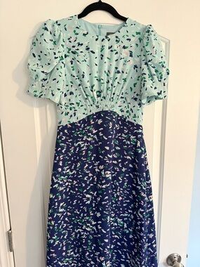 Mint and Navy Midi Dress